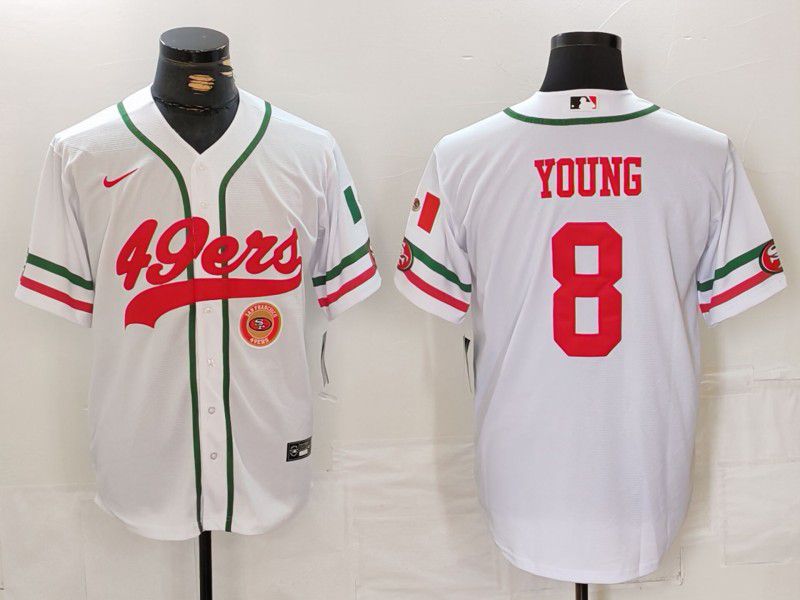 Men San Francisco 49ers 8 Young White Joint Name 2024 Nike Limited NFL Jersey style 3